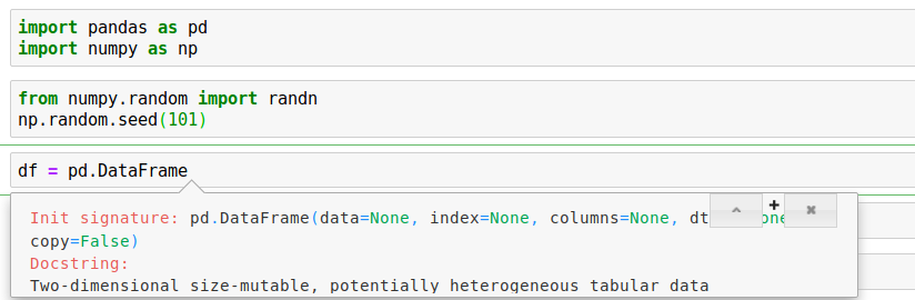 Result of &quot;Shift+tab&quot; after df initialization