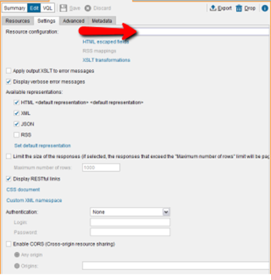 Configuring representation settings